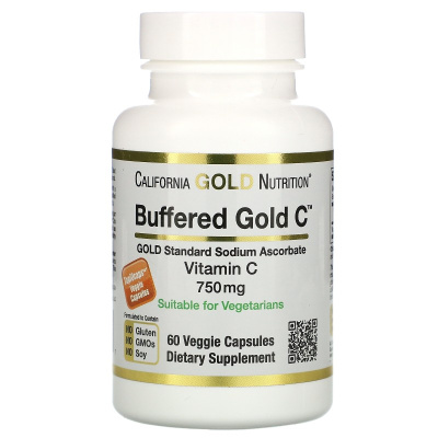 California Gold Nutrition Buffered Gold-C (буферизованный витамин C) 750 мг 60 капсул