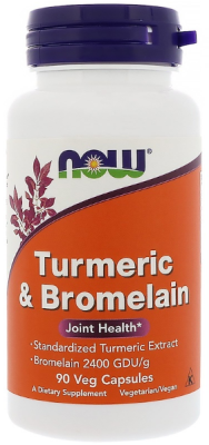 NOW Turmeric & Bromelain (Куркума и бромелаин) 90 капсул