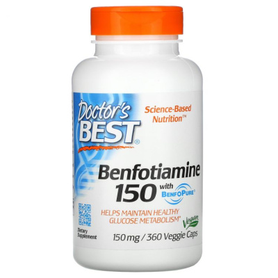 Doctor's Best, Benfotiamine with BenfoPure (бенфотиамин) 150 мг 360 капсул