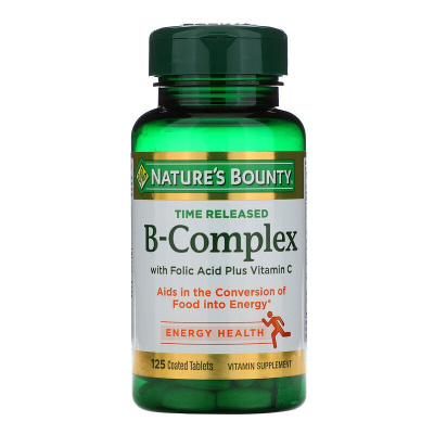 Nature's Bounty B-Complex Time Released (Комплекс витаминов группы B) 125 таблеток в оболочке