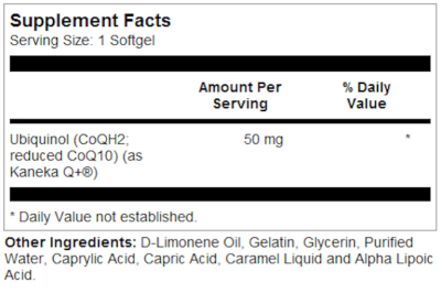 Solaray CoQ10 Ubiquinol (Убихинол CoQ-10) 50 мг 30 гелевых капчул