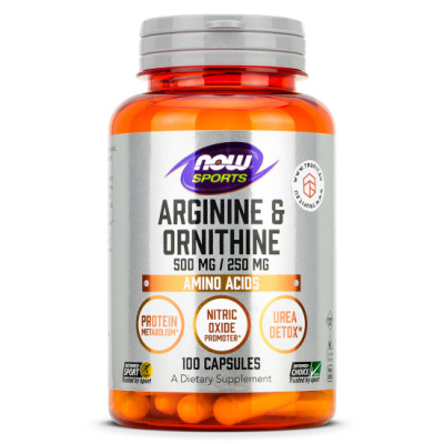 NOW Arginine Ornithine (Аргинин Орнитин) 500/250 мг 100 капсул