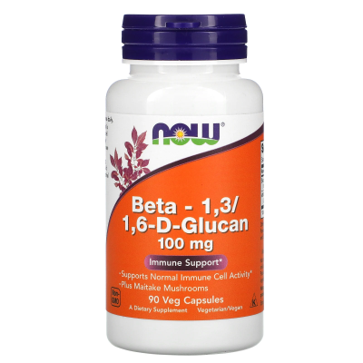 Now Foods Beta-1,3/1,6-D-Glucan (бета-1,3/1,6-D-глюкан, 100 мг) 90 капсул