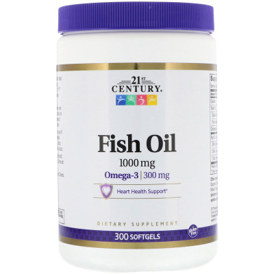 21st Century Fish Oil Omega-3 1000 мг 300 капсул, 04/24