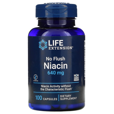 Life Extension No Flush Niacin (Ниацин без покраснений) 640 мг 100 капсул