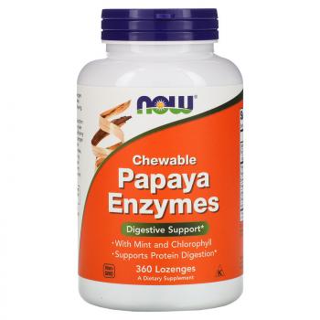 NOW Chewable Papaya Enzymes (Жевательные ферменты папайи) 360 пастилок
