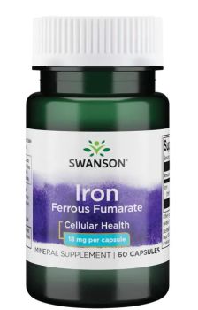 Swanson Iron Ferrous Fumarate (Фумарат железа) 18 мг 60 капсул
