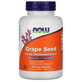 NOW Grape Seed Standardized Extract (Стандартизированный экстракт из виноградных косточек) 100 мг 200 растительных капсул