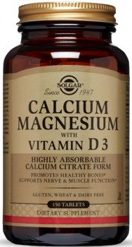 Solgar CALCIUM MAGNESIUM with vitamine D3 (Кальций и магний с витамином D3) 150 таблеток, срок годности 04/2024