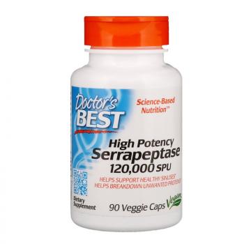 Doctor's Best High Potency Serrapeptase (Сильнодействующая Серрапептаза) 120 000 SPU 90  капсул