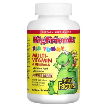 Natural Factors, Big Friends жевательные мультивитамины и минералы со вкусом ягод 60 жевательных таблеток