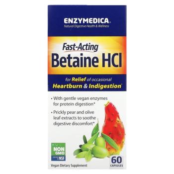 Enzymedica Betaine HCL (Быстродействующий бетаин гидрохлорид) 60 капсул