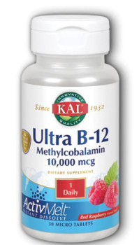 KAL Ultra B-12 Methylcobalamin ActivMelt (Метилкобаламин) малина 10000 мкг 30 микро таблеток