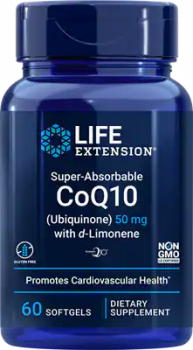 Life Extension Super-Absorbable CoQ10 (Ubiquinone) with d-Limonene (Сверхусваиваемый CoQ10 (убихинон) с d-Лимонином) 50 мг 60 капсул