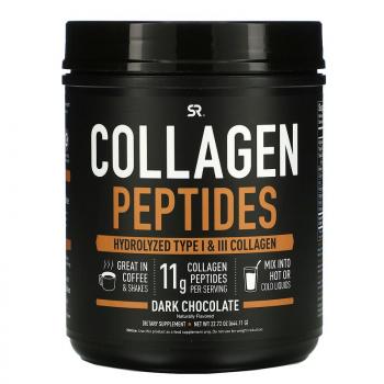 Sports Research Collagen Peptides Hydrolyzed Type I & III Collagen (Пептиды коллагена гидролизованный коллаген I и III) вкус  темный шоколад 644 гр