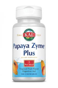 KAL Papaya Zyme Plus (Пищеварительные ферменты папаи со вкусом тропических фруктов) 200 мг 100 жевательных таблеток