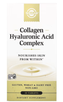 Solgar Collagen Hyaluronic Acid Complex (Комплекс Коллагена с Гиалуроновой кислотой) 120 мг 30 таблеток, срок годности 04/2024