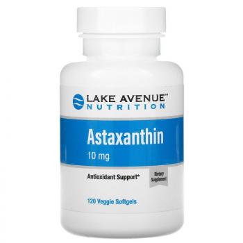 Lake Avenue Nutrition Astaxanthin (астаксантин) 10 мг 120 вегетарианских капсул, срок годности 06/2023