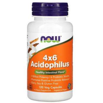 NOW 4x6 Acidophilus (ацидофильные бактерии) 120 вег. капсул