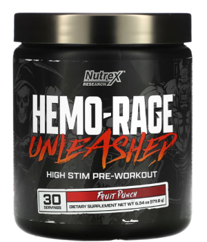 Nutrex Hemo-Rage Unleashed High Stim Pre-Workout (предтренировочный комплекс с высоким уровнем стимуляции) фруктовый пунш 179,8 г