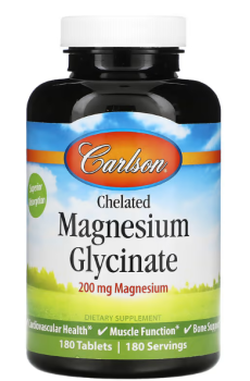 Carlson Labs Chelated Magnesium Glycinate (Хелатный глицинат магния) 200 мг 180 таблеток
