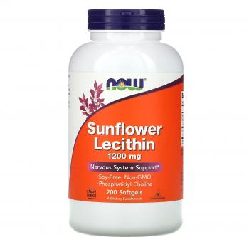 NOW Sunflower Lecithin (Лецитин из подсолнечника) 1200 мг 200 капсул