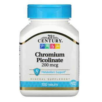 21st Century Chromium Picolinate (Пиколинат хрома) 200 мкг 100 таблеток