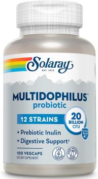 Solaray Multidophilus™ 12 (Пробиотик 12 штаммов) 20 миллиардов КОЕ 100 кишечнорастворимых растительных капсул