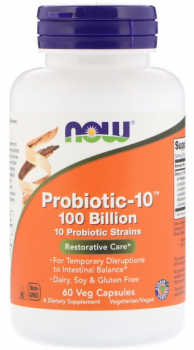 NOW Probiotic-10 100 Billion (Пробиотик-10 100 миллиардов) 60 капсул