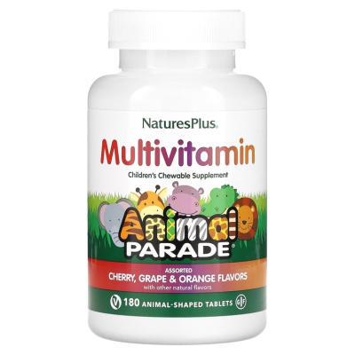 NaturesPlus Animal Parade (детские жевательные мультивитамины и минералы) натуральные вкусы 180 жевательных таблеток