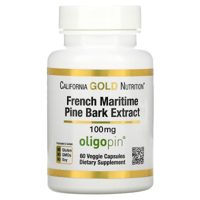California Gold Nutrition French Maritime Pine Bark Extract Oligopin (экстракт коры французской приморской сосны) 100 мг 60 капсул
