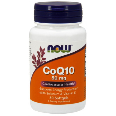 NOW CoQ10 + Vit E (Коэнзим Q10) 50 мг 50 гелевых капсул