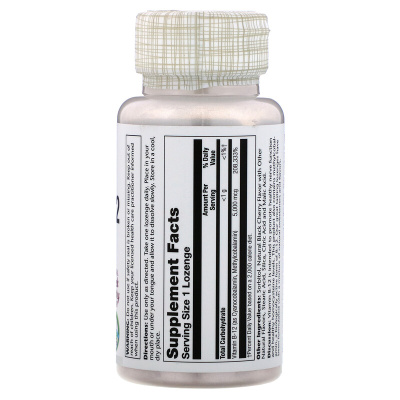 Solaray Vitamin B-12 (Витамин Б-12) со вкусом черной вишни 5,000 мкг 30 пастилок
