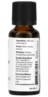 NOW Essential Oils Cedarwood 100% pure (эфирные масла, кедр) 30 мл